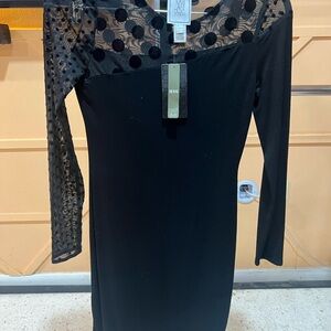 Mango Black Sheer Polka Dot Dress
